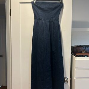 Zara- Strapless Dark Denim Maxi Dress